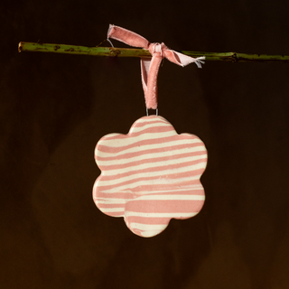 Striped Flower Pink Christmas Decoration