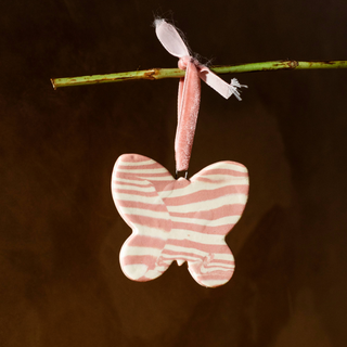 Striped Butterfly Pink Christmas Decoration