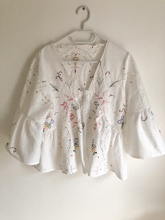 V Neck Peplum White Blouse