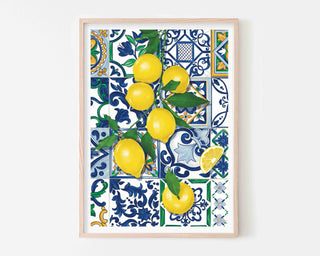 Lemons over Tiles Art Print
