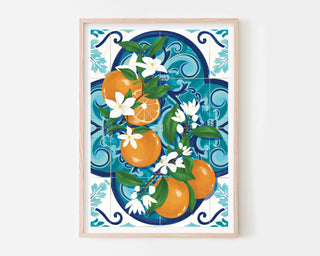 Oranges over Tiles Art Print
