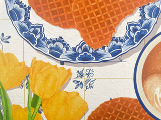 Stroopwafels over Delft Tiles Art Print