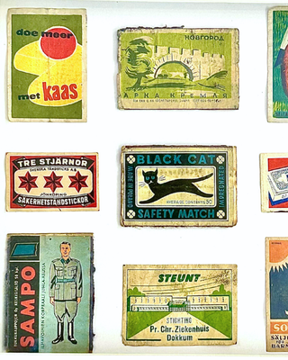 Vintage Matchbox Top Collage – "Black Cat"