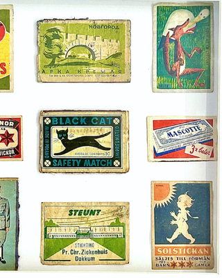 Vintage Matchbox Top Collage – "Black Cat"