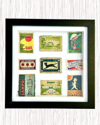 Vintage Matchbox Top Collage – "Black Cat"