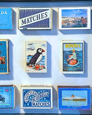 Vintage Matchbox Collage – "Puffin Blue"