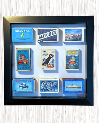 Vintage Matchbox Collage – "Puffin Blue"
