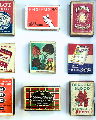 Vintage Matchbox Collage – "Red Dragon"