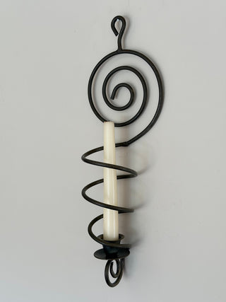 Vintage Spiral Wrought Iron Wall Candle Holder