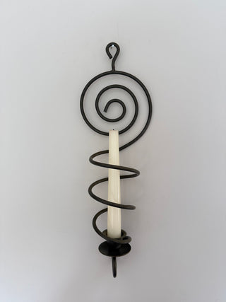Vintage Spiral Wrought Iron Wall Candle Holder