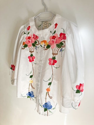 White Blouse with Floral Applique