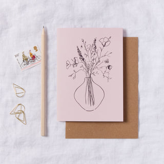 Wild Flowers Vase Pink Card