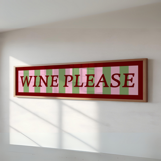 Wine Please Panoramic Print in Green Frame