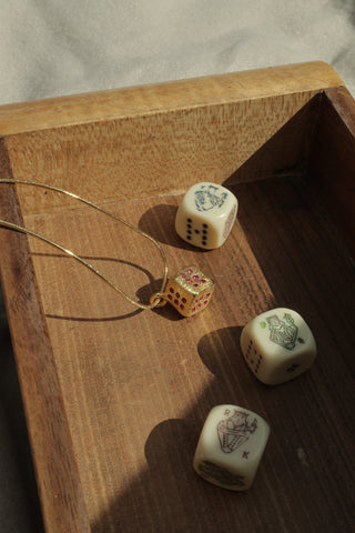 Winner's Dice Necklace - 14k gold plated