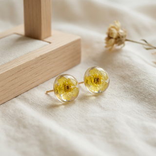 Yellow Spiraea Stud Earrings
