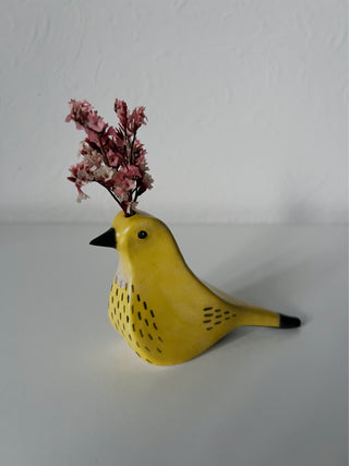 Medium Bird Vase Yellow Warbler