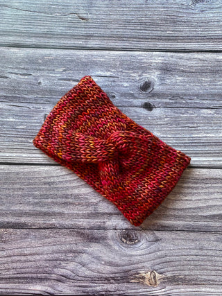 Zinnias Red Merino Wool Earwarmer