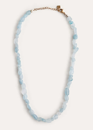 Aquamarine Beaded Necklace Blue/Gold