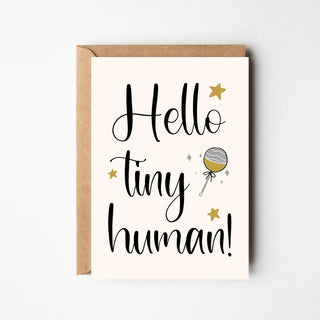 Foiled Hello Tiny Human Card