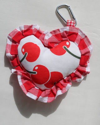 Bag charm - cherry red gingham