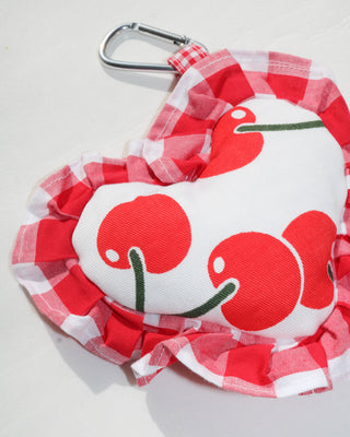 Bag charm - cherry red gingham