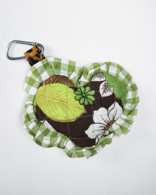 Bag charm - Vintage brown, green gingham