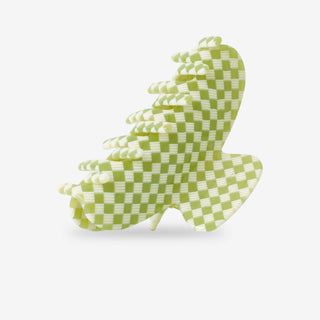 Large Curved Hair Clip - Basil Check