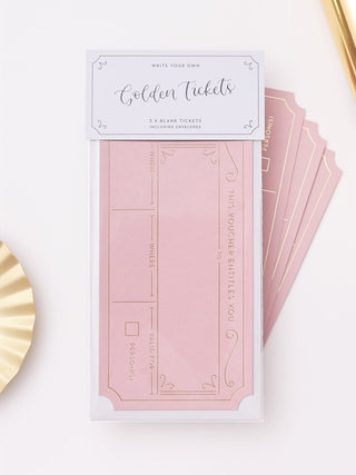 Write Your Own Golden Ticket x 3 - Dusty Pink