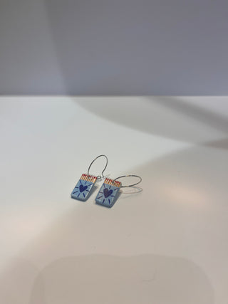 Charm Earrings - Blue matchbox