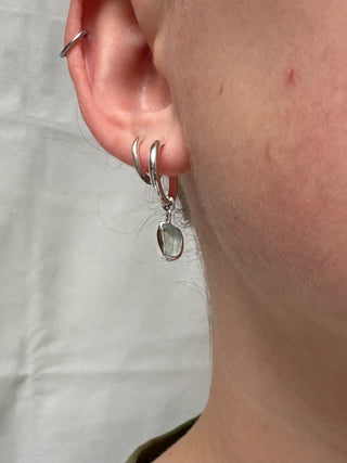 Sea glass hoop earrings