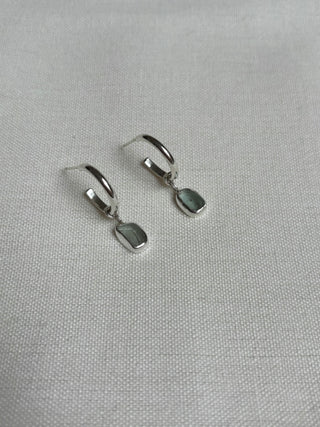 Sea glass hoop earrings