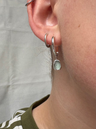 Sea glass hoop earrings