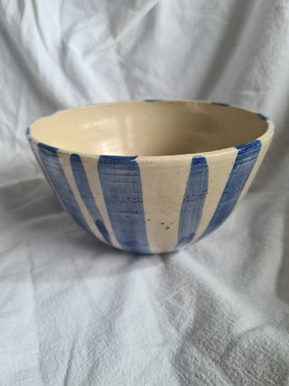 Blue Striped Serving Bowl