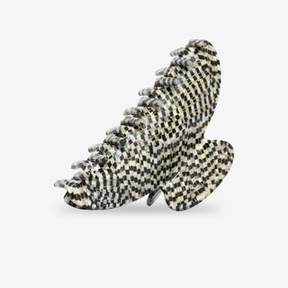 Large Curved Hair Clip - Black & White Check