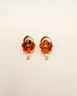 Hattie Flower Pearl Hoops