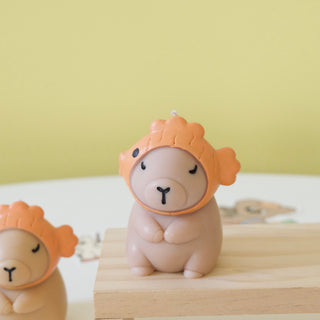 Capybara with Fish Hat Candle