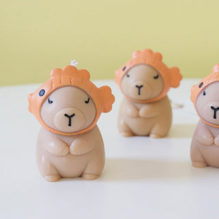 Capybara with Fish Hat Candle