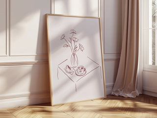 Croissant and Coffee Date A4 Fine Art Print