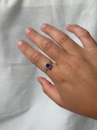 Dark blue sea glass ring