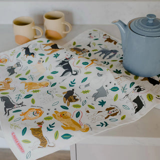 Dogs organic cotton tea towel