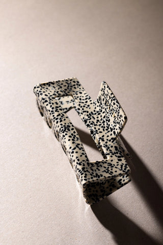 Large Hair Clip - Black & White Dot
