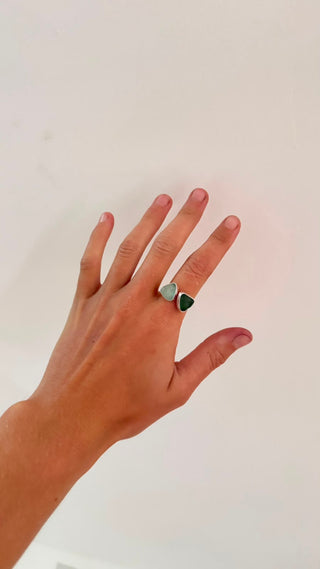 Double Seaglass Adjustable Ring