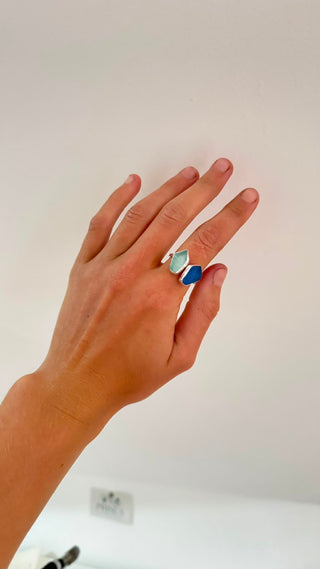 Double Seaglass Adjustable Ring