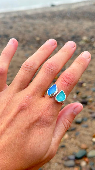 Double Seaglass Adjustable Ring