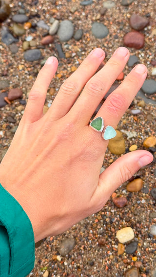 Double Seaglass Adjustable Ring