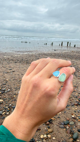 Double Seaglass Adjustable Ring