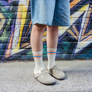 Stripe Cuff Ecru Socks