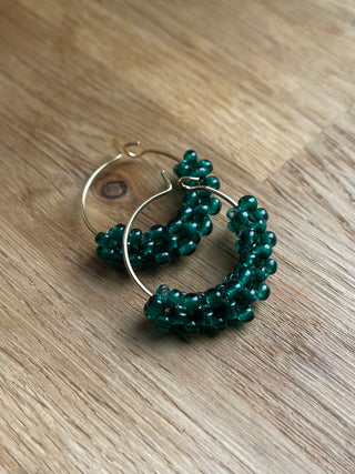 Emerald green knitted hoops