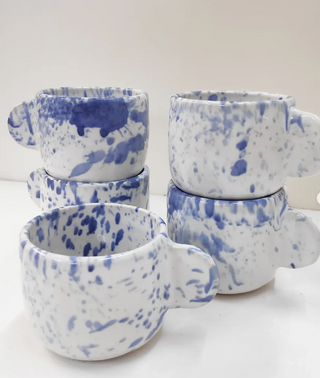 Double espresso cup with ear - blue squash