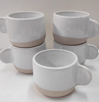 Double espresso cup with ear - white